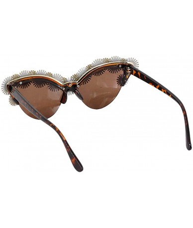 Butterfly Women's Fashion Sunglasses Cat-Eye Glasses with Rhinestone - Leopard - CZ1939YC9E3 $14.88