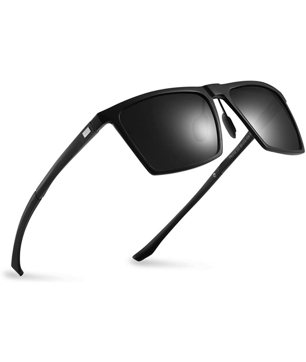 Aluminum Polarized Square Sunglasses Metal Frame For Men Driving Fishing UV  Protection - Black Frame/Black Lens - CA18DUIDEXM