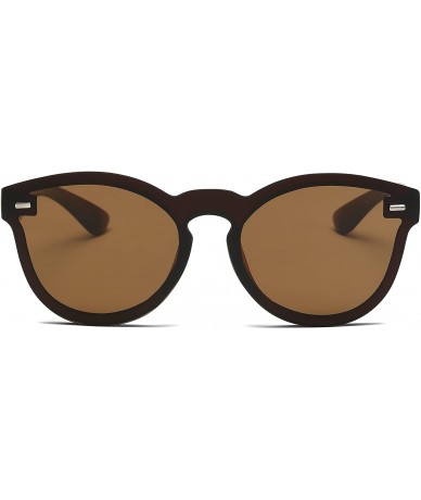 Round Modern Rimless Reflective Mirrored Fashion Unisex Round Sunglasses - Brown - CB186WKM0IL $11.04