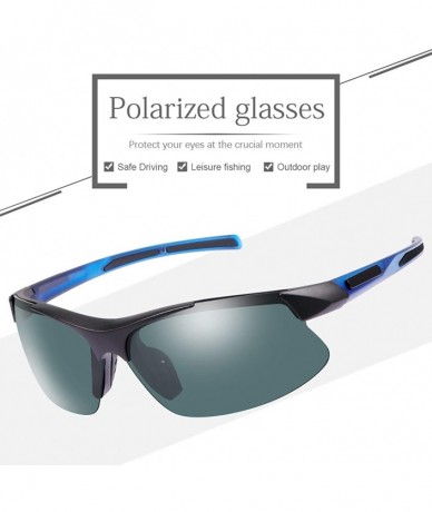 Sport Polarized Sports Sunglasses for Men Women Cycling Running Driving Glasses - Blue Frame Black Lens - C418YA59Y2S $15.73