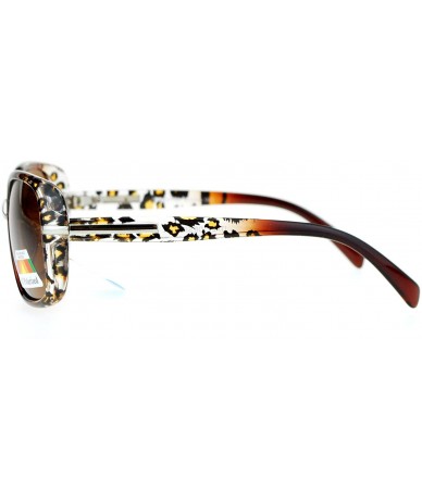 Rectangular Diva Polarized Leopard Print Rectangular Butterfly Womens Sunglasses - Brown Clear Leopard - CF12O4XGMLB $15.20