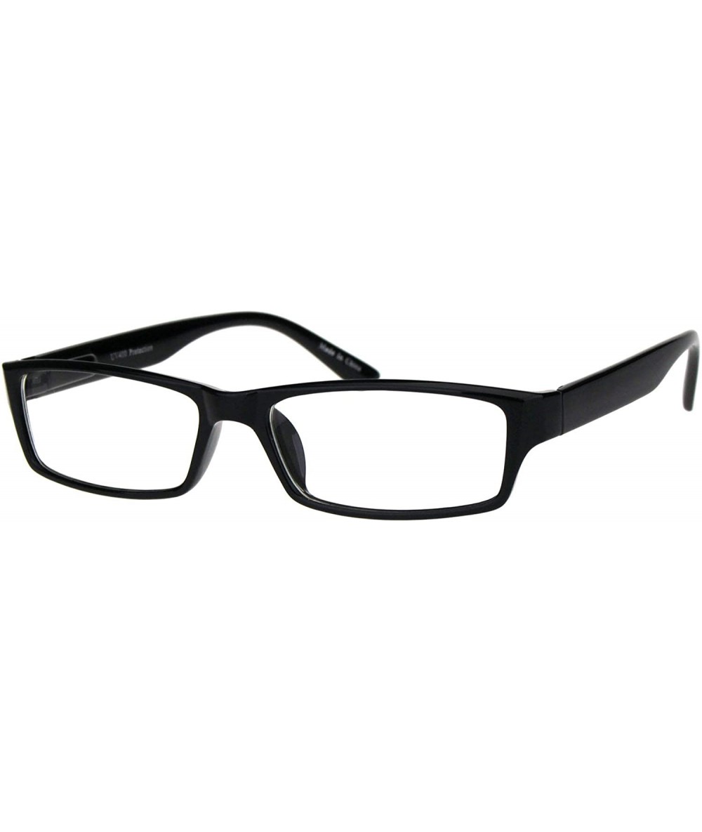 Rectangular Small Rectangular Frame Clear Lens Glasses Spring Hinge Unisex Black UV 400 - CB18S73OLWH $12.72