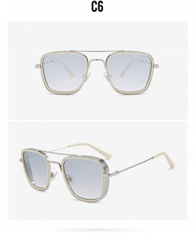 Square Square Frame Sunglasses Trendy Glasses for Women Superstar - Silver - CZ18AY233RE $10.87