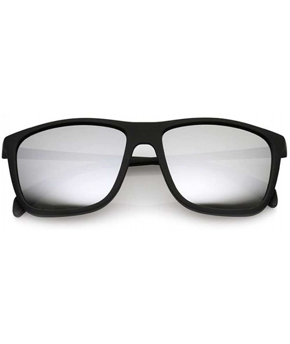 Square Fashion Culture Unisex Shady Soft Rubberized Square Mirror Lens Sunglasses - Black/Silver - CR18D5X6RHN $21.02