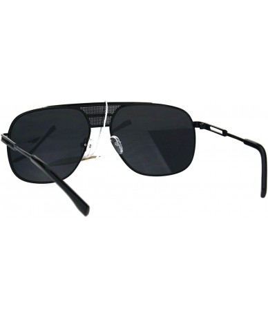 Square Mens Designer Fashion Sunglasses Stylish Square Metal Frame Mesh Bridge - Black (Black) - C6186TQ4NX7 $10.16