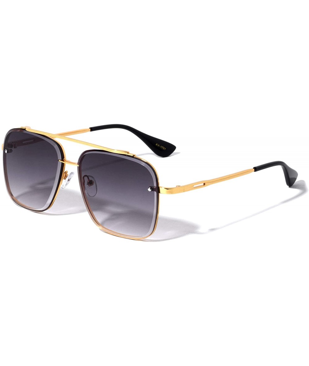 Aviator Squared Aviator Diamond Edge Cut Sunglasses - Smoke Gold - C7196LGNE0L $15.30