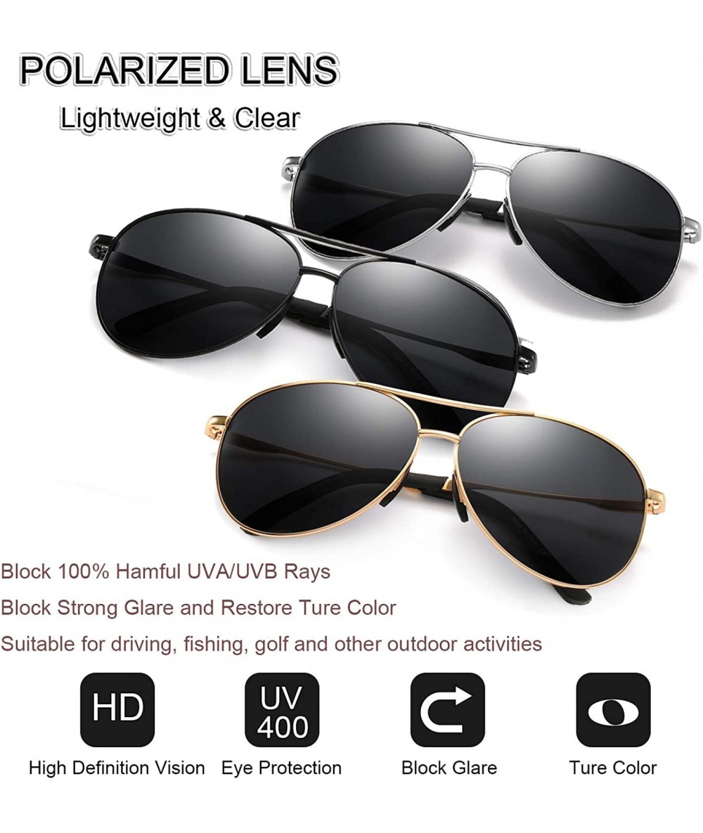 Polarized Aviator Sunglasses for Men and Women-UV400 Protection Mirrored  Lens -Metal Frame with Spring Hinges - CA18RMQ0Z9T
