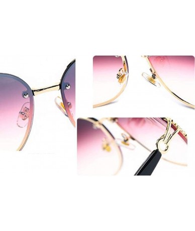 Aviator Frameless personality sun eye - fashion metal frame ladies sunglasses - E - CX18S8IQN5C $43.42