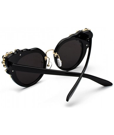 Semi-rimless Ms. Oversized Frame Retro Cat Eye Sunglasses Fashion Design - Black Mercury Film - CE18EUYA0GS $14.11