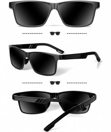 Rectangular Polarized Sunglasses Men Lightweight Outdoors - A Black/Black - CT18WIR04EX $16.58