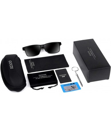 Rectangular Polarized Sunglasses Men Lightweight Outdoors - A Black/Black - CT18WIR04EX $16.58