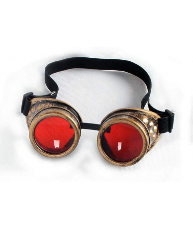 Sport Retro Vintage Cyber Goggles Steampunk Welding Gothic ABS Frame Glasses Rustic - Retro Copper Frame+red Lenses - C818H82...