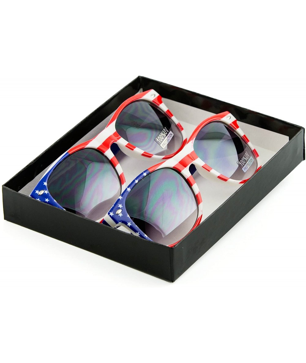 Round Men Women Sunglasses Pop Color Frame Mirror Lens Gift Box Set - Style 11 - CW11KRZBP13 $11.42