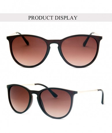 Round Classic Round Sunglasses for Women UV400 Lens Vintage Retro Glasses - Shiny Crystal Brown/Brown Gradient - CZ18628N2TW ...