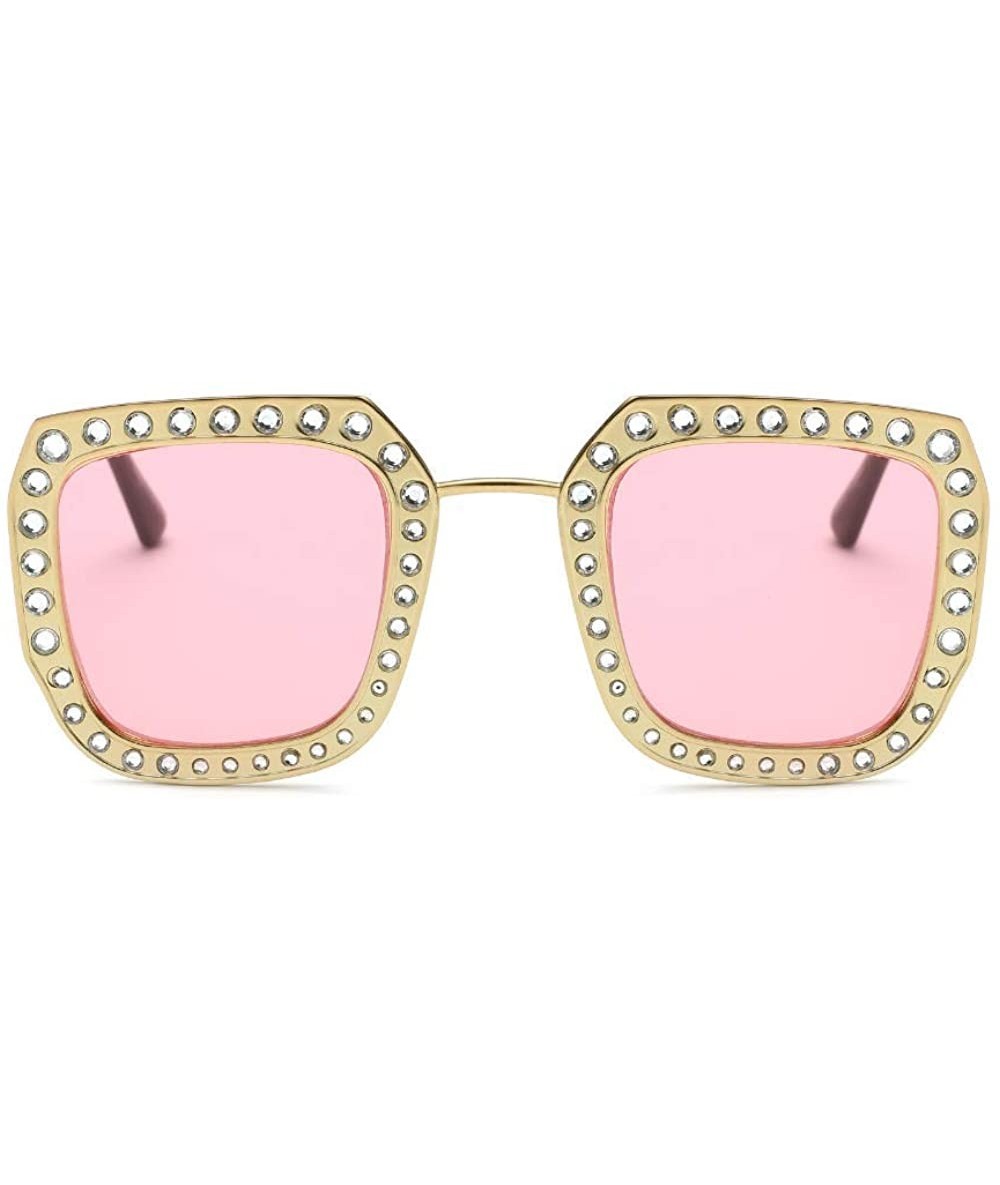 Square Retro Square Vintage Fashion Designer Sunglasses for Women with UV Protection - Pink - C018LRS96KD $9.45