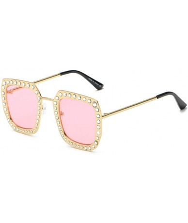 Square Retro Square Vintage Fashion Designer Sunglasses for Women with UV Protection - Pink - C018LRS96KD $9.45