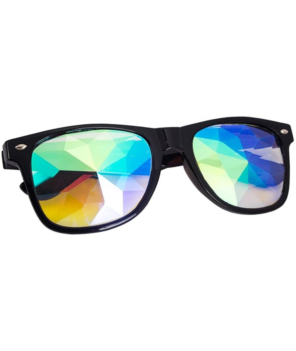 Round Festivals Kaleidoscope Glasses Rainbow Prism Sunglasses Goggles - Black Style 1 - CC186RCHMLG $16.84