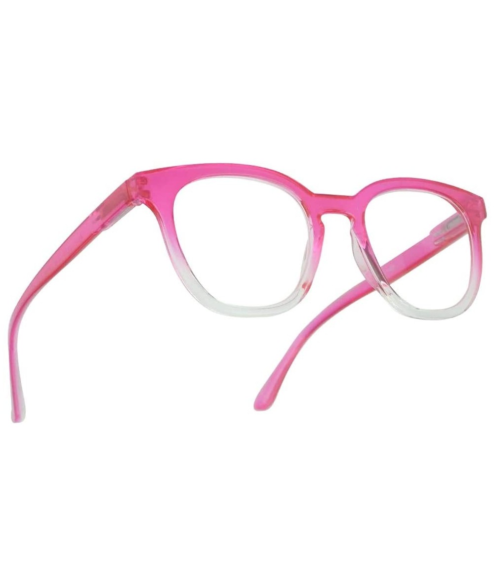 Round Semi Oversized Readers Strength Tortoise - Acrylic Pink - C1196MW06IH $13.41