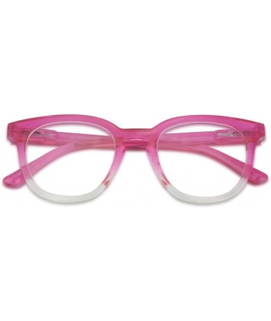 Round Semi Oversized Readers Strength Tortoise - Acrylic Pink - C1196MW06IH $13.41