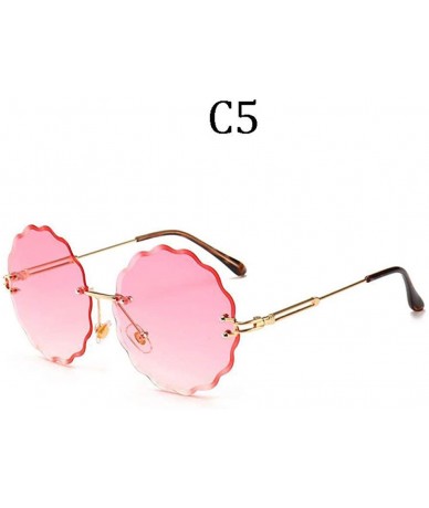 Rimless Fashion Flight Style Sunglasses Women Brand Design Flower Round Rimless 8838 C1 - 8838 C2 - CN18YZUOIQ5 $12.42