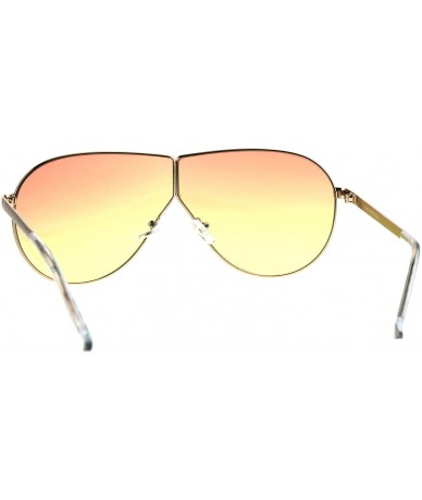Oversized Oversize Gradient Oceanic Hippie Lens Metal Rim Shield Pilots Sunglasses - Orange Yellow - CW185KMS20D $11.46