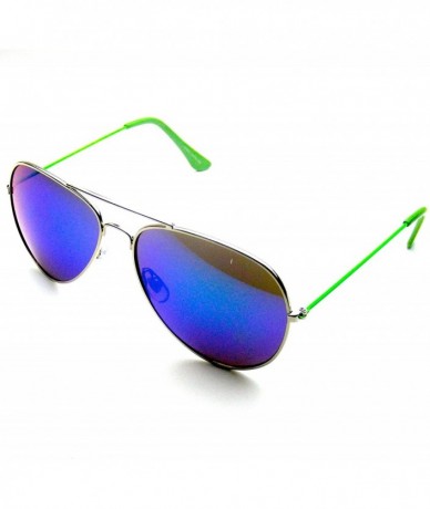 Aviator Reflective Classic Premium Reflective Flash Full Mirrored Aviator Sunglasses - Green - CT11OG9CEIJ $11.16