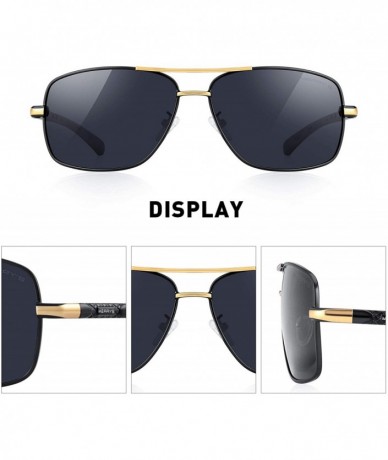 Aviator HOT Fashion Driving Polarized Sunglasses for Men Square 45mm glasses S8714 - Gold - C712FTQC85L $17.34