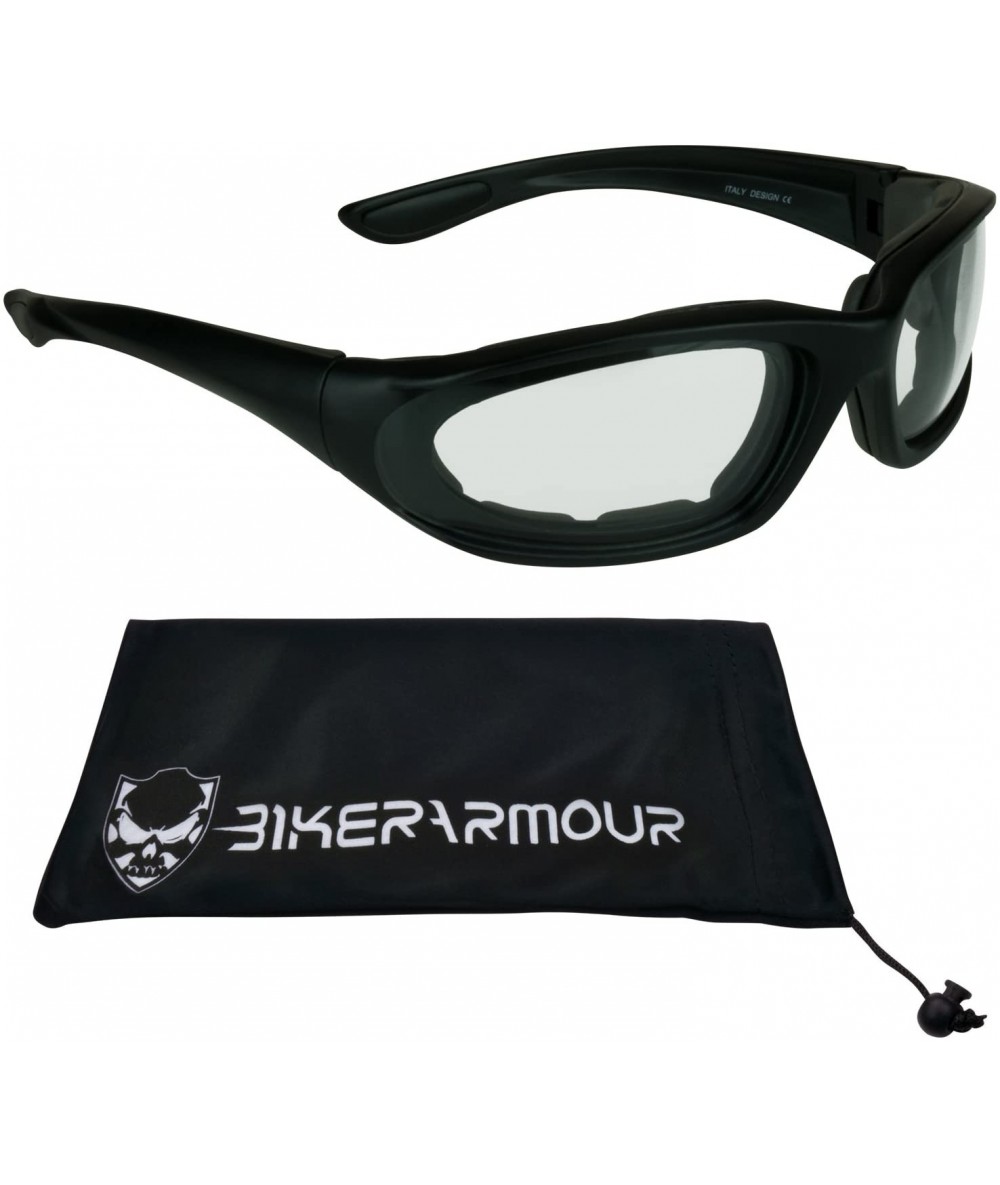 Goggle Frame Motorcycle Transitional Sunglasses Girls - Black W/ Bikerarmour Microfiber - C1183RGGHLY $37.15