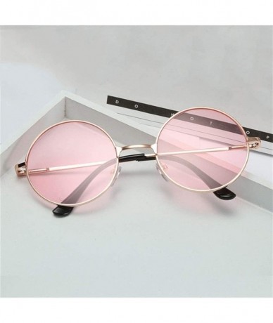 Round Women Round Sunglasses Metal Frame Sun Glasses Fashion Prince Mirror Eyewears Classic Retro Sunglass - Green - CT198G5R...