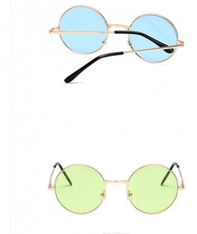 Round Women Round Sunglasses Metal Frame Sun Glasses Fashion Prince Mirror Eyewears Classic Retro Sunglass - Green - CT198G5R...