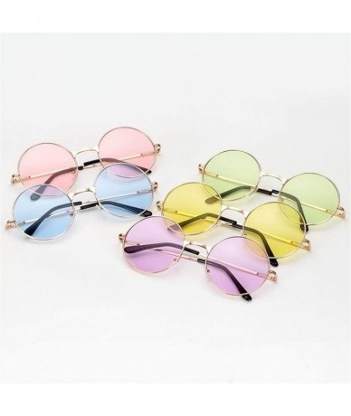 Round Women Round Sunglasses Metal Frame Sun Glasses Fashion Prince Mirror Eyewears Classic Retro Sunglass - Green - CT198G5R...