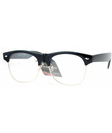 Rectangular Classic Retro Nerdy Geek Half Rim Horned Horned Eye Glasses - Black Gold - CT12NZXZUOJ $8.78