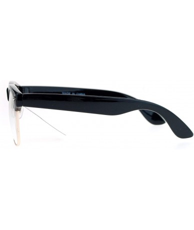 Rectangular Classic Retro Nerdy Geek Half Rim Horned Horned Eye Glasses - Black Gold - CT12NZXZUOJ $8.78