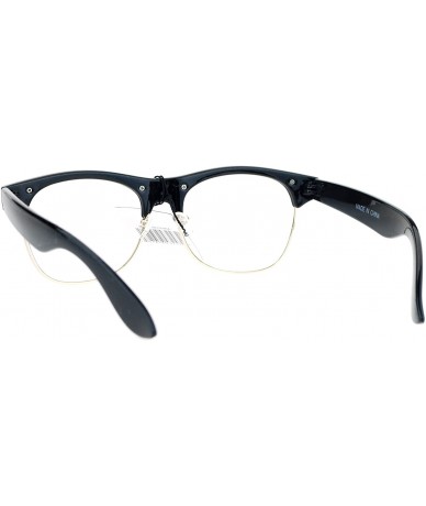 Rectangular Classic Retro Nerdy Geek Half Rim Horned Horned Eye Glasses - Black Gold - CT12NZXZUOJ $8.78