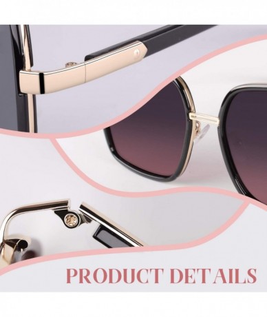 Goggle Women Oversized Square Frame Sunglasses Multiple Tinted Glitter Designer Inspired Stylish Shades S904 - CB196O5L6O6 $1...