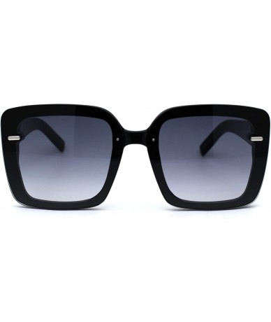 Rectangular Womens Chic Rectangular Mod Plastic Exposed Lens Edge Sunglasses - Black Smoke - CB18ZTA6M47 $16.03