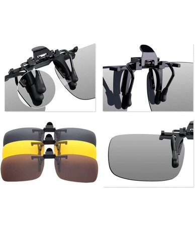 Square Clip on Sunglasses - Fit over Polarised Sunglasses Night Vision Glasses - Grey & Yellow & Brown - Large - CD18RH9E7WO ...