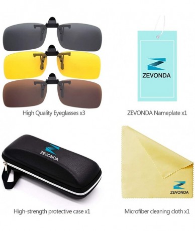 Square Clip on Sunglasses - Fit over Polarised Sunglasses Night Vision Glasses - Grey & Yellow & Brown - Large - CD18RH9E7WO ...