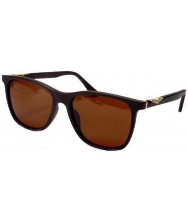 Oversized Classic retro square frame plate mirror legs men's polarized sunglasses - Matte Black Frame - C6190ML5MK7 $48.85