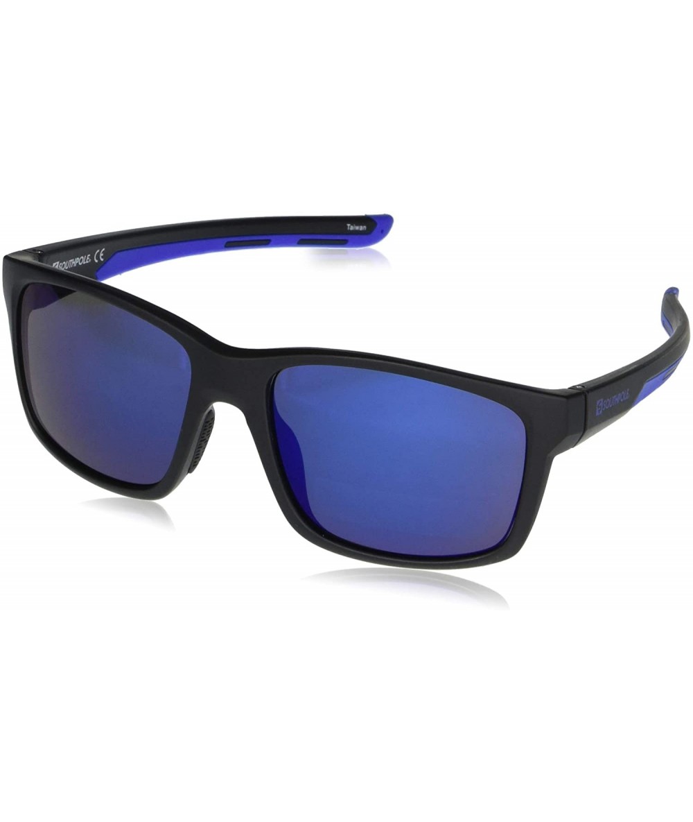 Rectangular Men's 5043SP Vintage Rectangular Sunglasses with 100% UV Protection- 55 mm - Black & Blue - C2196IMU64S $20.38