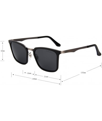 Rectangular Retro Metal Plastic Frame Driving Polarized Sunglasses For Men Women JS2001 - Black Frame Grey Lens - CZ12N9QWWLH...