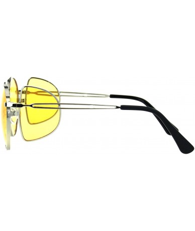 Round Mens Pimp Side Visor Round Circle Color Lens Metal Rim Sunglasses - Silver Yellow - CZ18H9RHSZT $14.14