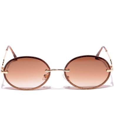 Oval Women's Retro Oval Sunglasses Metal Gold Frame - Gold - C818WLI4UAL $11.58