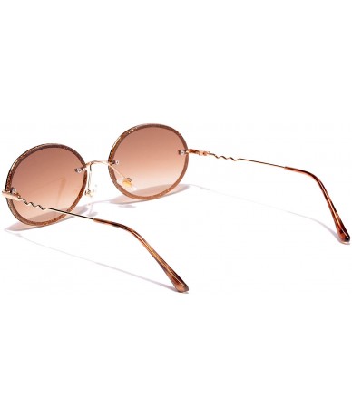 Oval Women's Retro Oval Sunglasses Metal Gold Frame - Gold - C818WLI4UAL $11.58