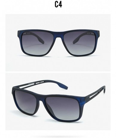 Square Casual sunglasses trend driving polarized sunglasses men retro sunglasses - Transparent Blue C4 - CP1904W8G3A $14.89