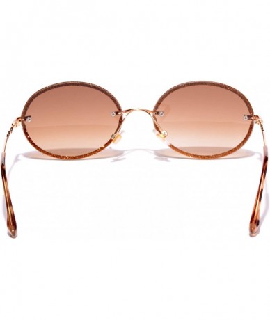 Oval Women's Retro Oval Sunglasses Metal Gold Frame - Gold - C818WLI4UAL $11.58