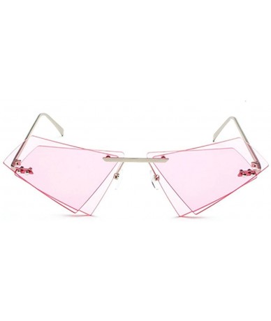 Rimless personality irregular double-layer triangle frameless retro unisex sunglasses - Pink - CQ18GQI7Q7W $9.38