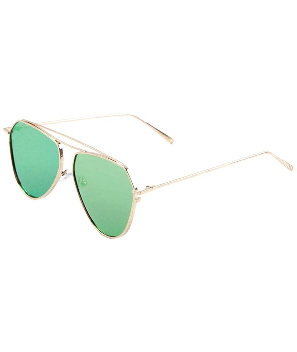 Aviator Flat Lens Double Curved & Flat Top Bar Bridgeless Modern Geometric Aviator Sunglasses - Rose Gold - CI190EOA52G $16.32