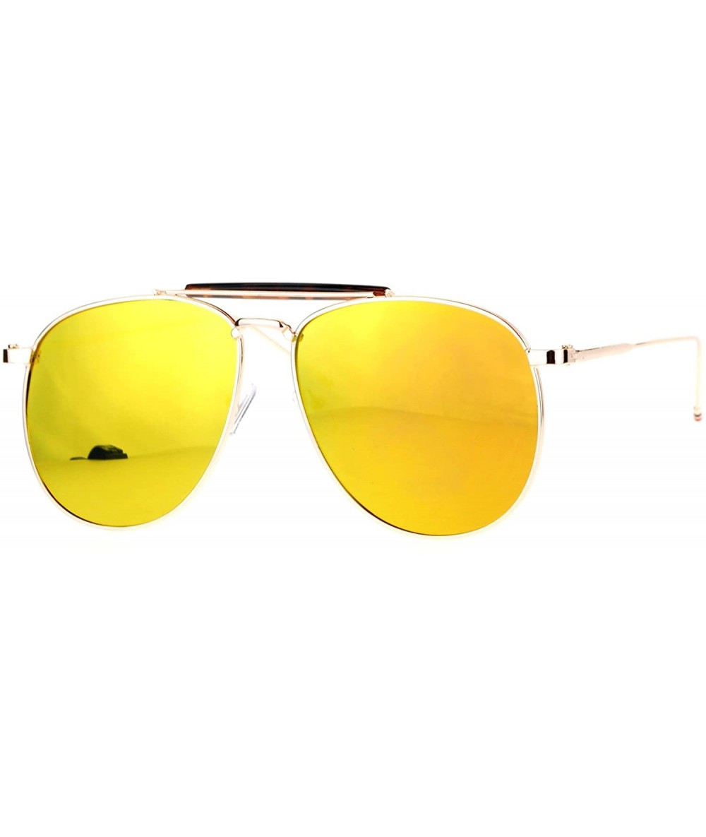 Aviator Retro Hipster Fashion Aviator Sunglasses Unisex Flat Style Metal Frame - Gold (Orange Mirror) - C7187ICWNKK $14.18