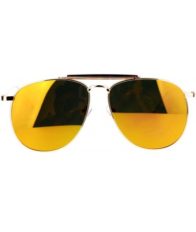 Aviator Retro Hipster Fashion Aviator Sunglasses Unisex Flat Style Metal Frame - Gold (Orange Mirror) - C7187ICWNKK $14.18